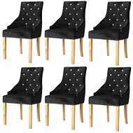 Dining Chairs 6 pcs Black Solid Oak Wood and Velvet - Dining Chair