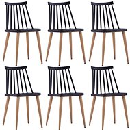 Dining chair 6 pcs black plastic steel - Dining Chair