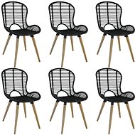 Dining Chairs 6 pcs Black Natural Rattan - Dining Chair
