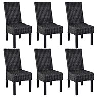 Dining chairs 6 pcs black rattan cube and mango wood - Dining Chair