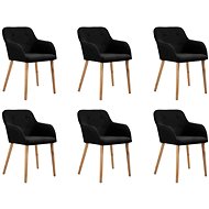 Dining chairs 6 pcs black textile and solid oak wood - Dining Chair