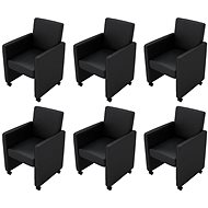 Dining Chair 6 pcs Black Faux Leather - Dining Chair