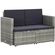 2-seater garden sofa with cushions gray polyratan 45783 - Garden Sofa