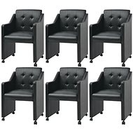 Dining chair 6 pcs black faux leather - Dining Chair