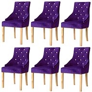 Dining chairs 6 pcs purple solid oak wood and velvet - Dining Chair