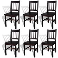 Dining chair 6 pcs brown pine wood - Dining Chair