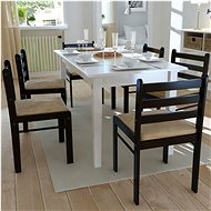 Dining chairs 6 pcs brown solid wood and velvet - Dining Chair