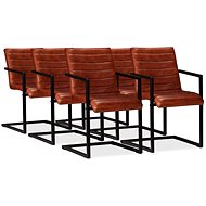 Dining Chair 6 pcs Brown Genuine Leather - Dining Chair