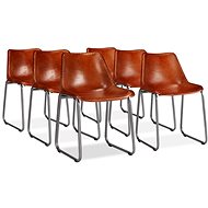 Dining chair 6 pcs brown genuine leather - Dining Chair
