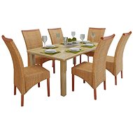 Dining chair 6 pcs brown natural rattan - Dining Chair