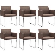 Dining Chairs 6 pcs Brown Textile - Dining Chair