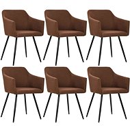 Dining chairs 6 pcs brown textile - Dining Chair