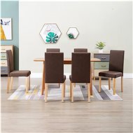 Dining chairs 6 pcs brown textile - Dining Chair