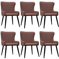 Dining chairs 6 pcs brown textile - Dining Chair