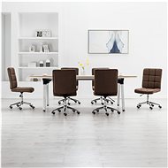 Dining chairs 6 pcs brown textile - Dining Chair