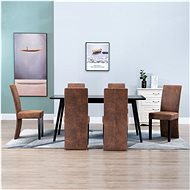 Dining chair 6 pcs brown faux brushed leather - Dining Chair