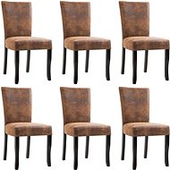 Dining Chair 6 pcs Brown Faux Brushed Leather - Dining Chair