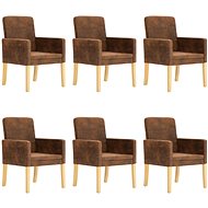 Dining Chair 6 pcs Brown Faux Brushed Leather - Dining Chair