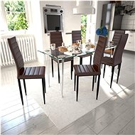 Dining chair 6 pcs brown faux leather - Dining Chair