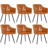 Dining chair 6 pcs brown faux leather - Dining Chair