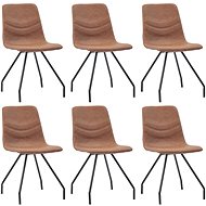 Dining chair 6 pcs brown faux leather - Dining Chair