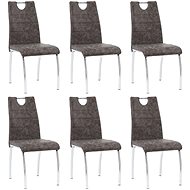 Dining chair 6 pcs brown faux leather - Dining Chair