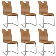 Dining chair 6 pcs brown faux leather - Dining Chair
