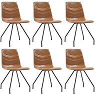 Dining chairs 6 pcs cognac artificial leather - Dining Chair