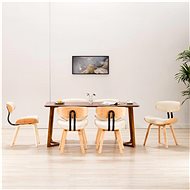Dining chairs 6 pcs cream bent wood and artificial leather - Dining Chair