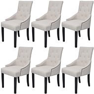 Dining chairs 6 pcs cream gray textile - Dining Chair