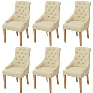 Dining Chairs 6 pcs Cream Textile - Dining Chair
