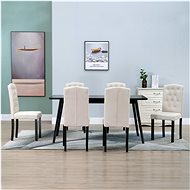 Dining chairs 6 pcs cream textile - Dining Chair