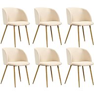 Dining Chairs 6 pcs Cream Textile - Dining Chair