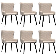 Dining chairs 6 pcs cream textile - Dining Chair