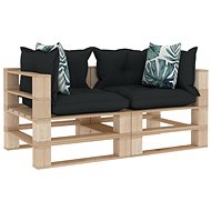 2-seater garden sofa from pallets + angled and flowered pillows 3052328 - Garden Sofa