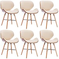 Dining Chairs 6 pieces  Creamy Artificial Leather and Bentwood - Dining Chair