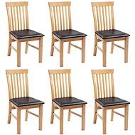 Dining Chair 6 pcs Solid Oak Wood and Artificial Leather - Dining Chair