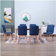 Dining Chairs 6 pcs Blue Textile and Solid Oak Wood - Dining Chair