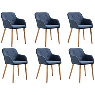 Dining Chairs 6 pcs Blue Textile and Solid Oak Wood - Dining Chair