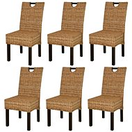 Dining chairs 6 pcs rattan kubu and mango wood - Dining Chair
