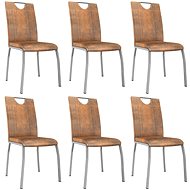 Dining chair 6 pcs suede brown faux leather - Dining Chair