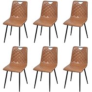 Dining chairs 6 pcs light brown faux leather - Dining Chair