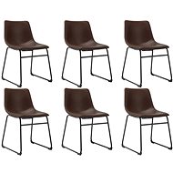 Dining chair 6 pcs light brown faux leather - Dining Chair