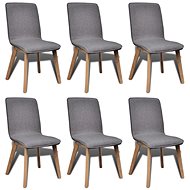 Dining Chairs 6 pcs Light Grey Textile and Solid Oak Wood - Dining Chair