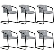 Dining Chair 6 pcs Grey Genuine Leather - Dining Chair