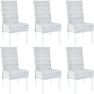 Dining Chairs 6 pcs Grey Rattan Cube and Mango Wood - Dining Chair