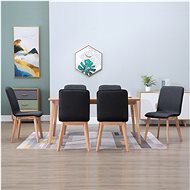 Dining Chairs 6 pcs Grey Textile and Solid Oak Wood - Dining Chair