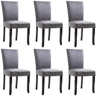 Dining Chair 6 pcs Grey Faux Brushed Leather - Dining Chair