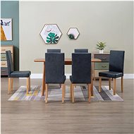 Dining chair 6 pcs gray faux brushed leather - Dining Chair