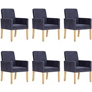 Dining Chair 6 pcs Grey Faux Brushed Leather - Dining Chair